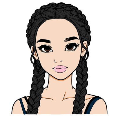 realistic girl with braids