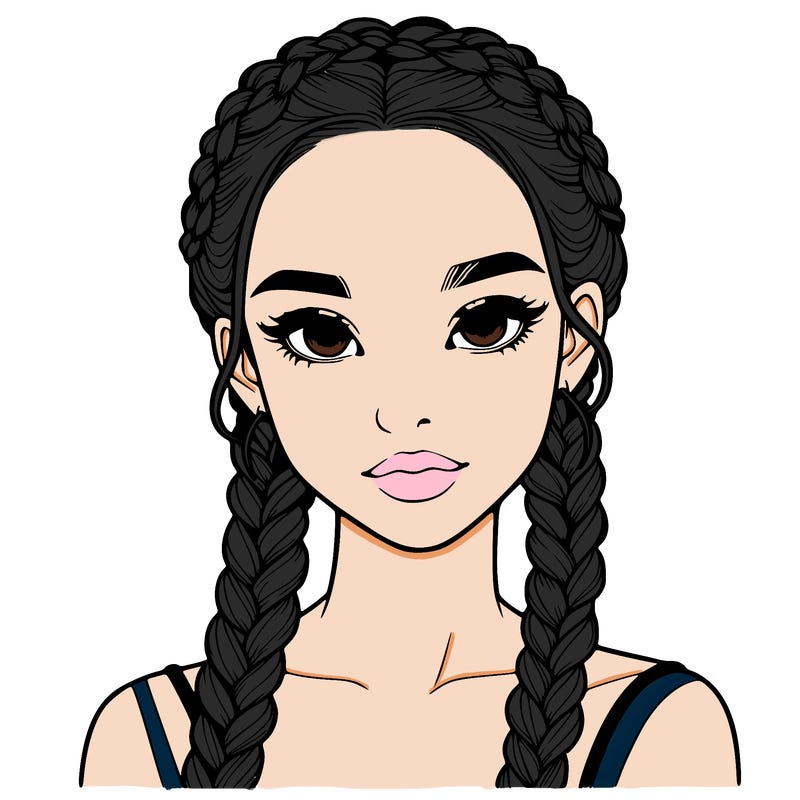 realistic girl with braids