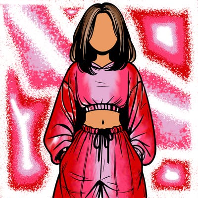 realistic girl faceless with baggy pants and a crop top