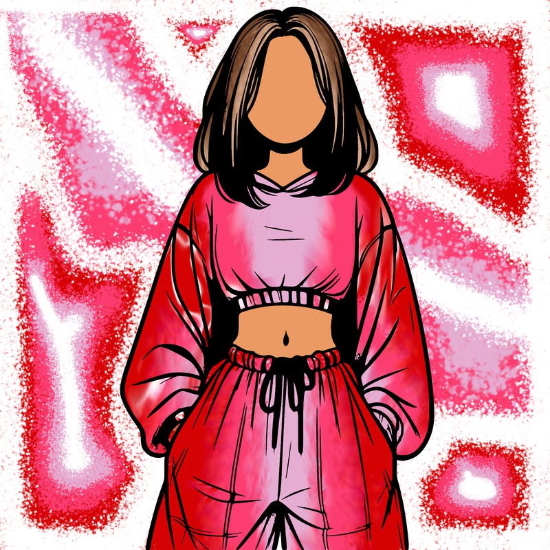 realistic girl faceless with baggy pants and a crop top