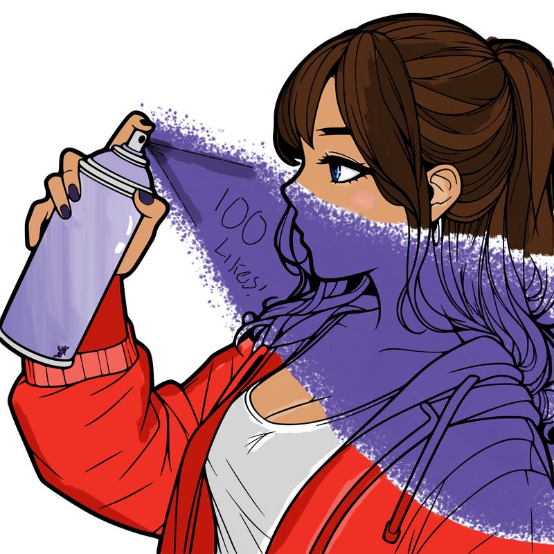 a realistic girl spray, painting