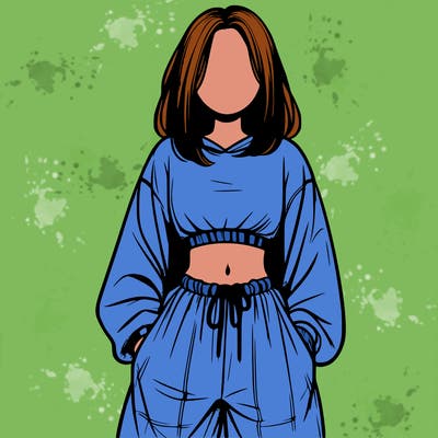 realistic girl faceless with baggy pants and a crop top