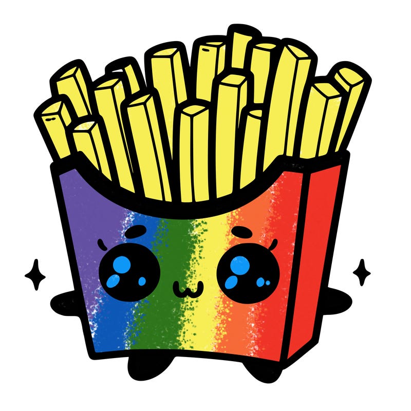 a cute. french fries