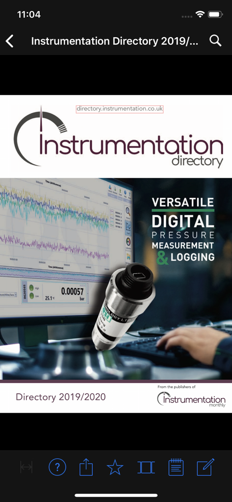 Instrumentation Directory - Instrumentation Directory mobile app screen showing digital pressure measurement and logging features