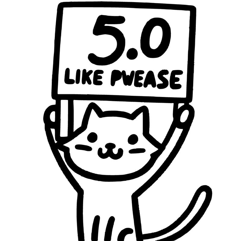 cat holding a sign that's saying 50 like pwease