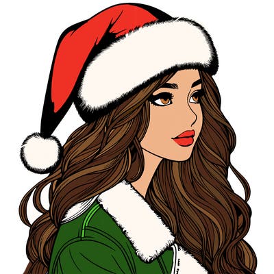 realistic girl in santa hat
