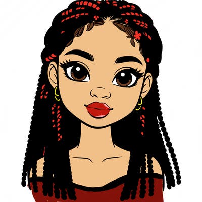 a realistic black girl with braids