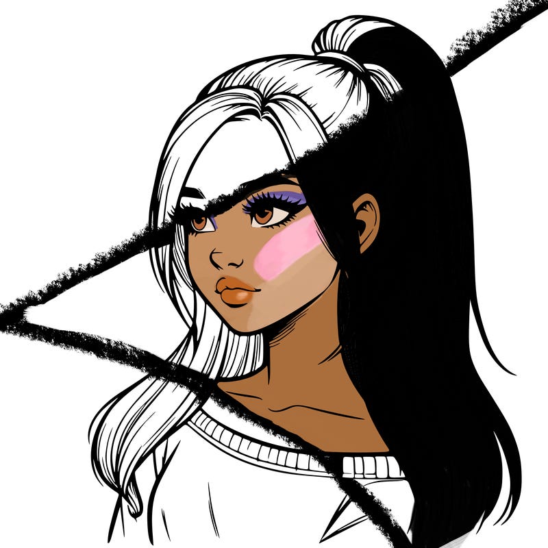 realistic girl with a high ponytail