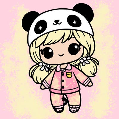 cute girl in pijamas that are pandas