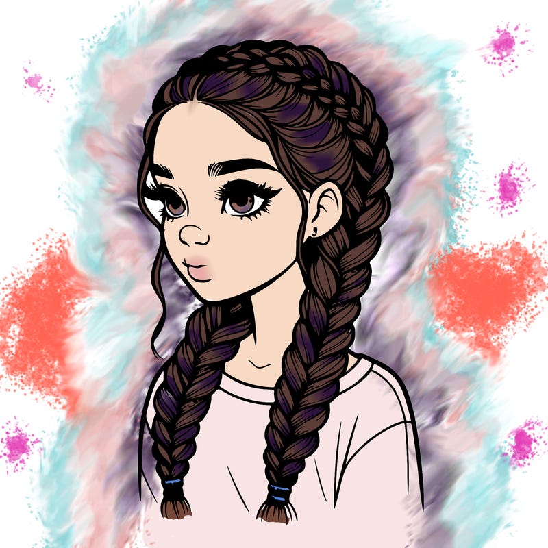 realistic girl with braids