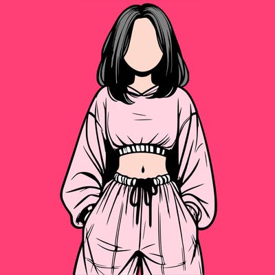 realistic girl faceless with baggy pants and a crop top