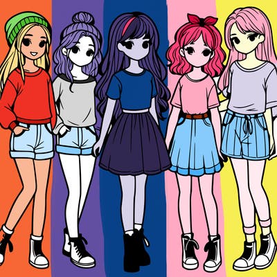 a group of five girls