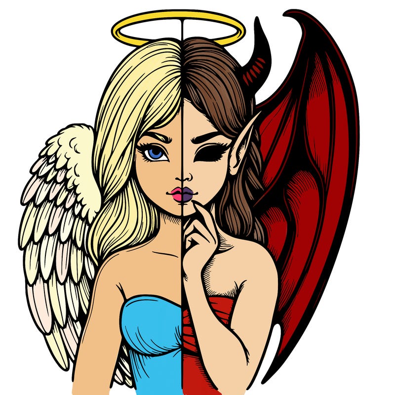 realistic angel half demon