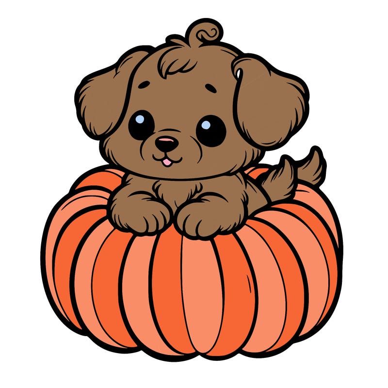 cute little puppy in a pumpkin