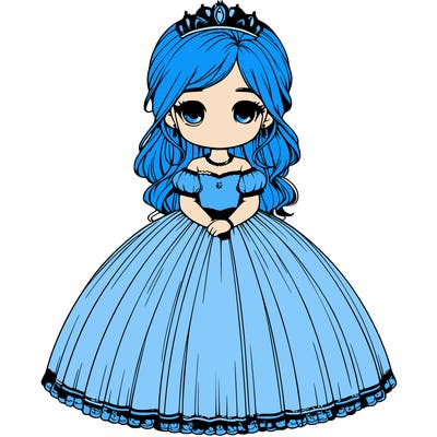 realistic girl with big dress and tiara