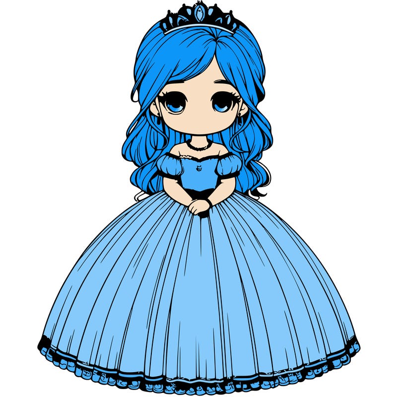 realistic girl with big dress and tiara