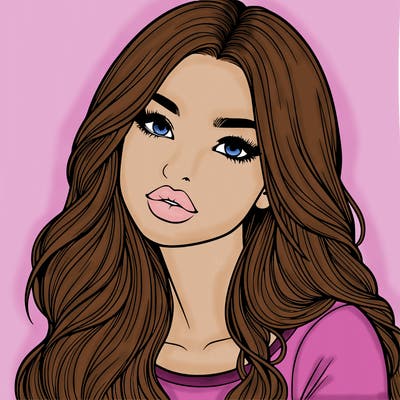 realistic girl with hair on her hair and lips