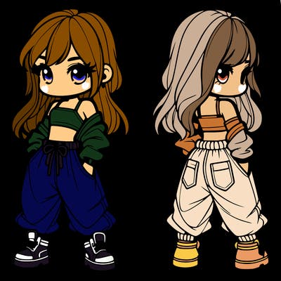 girl in crop top and baggy pants