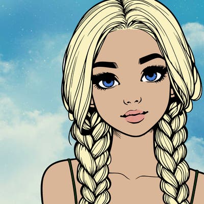realistic girl with braids