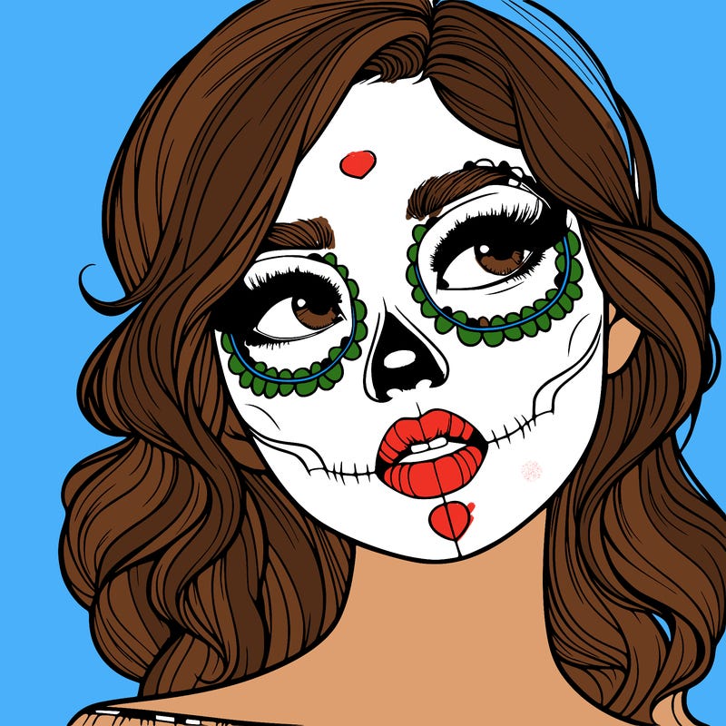realistic girl with skull makeup
