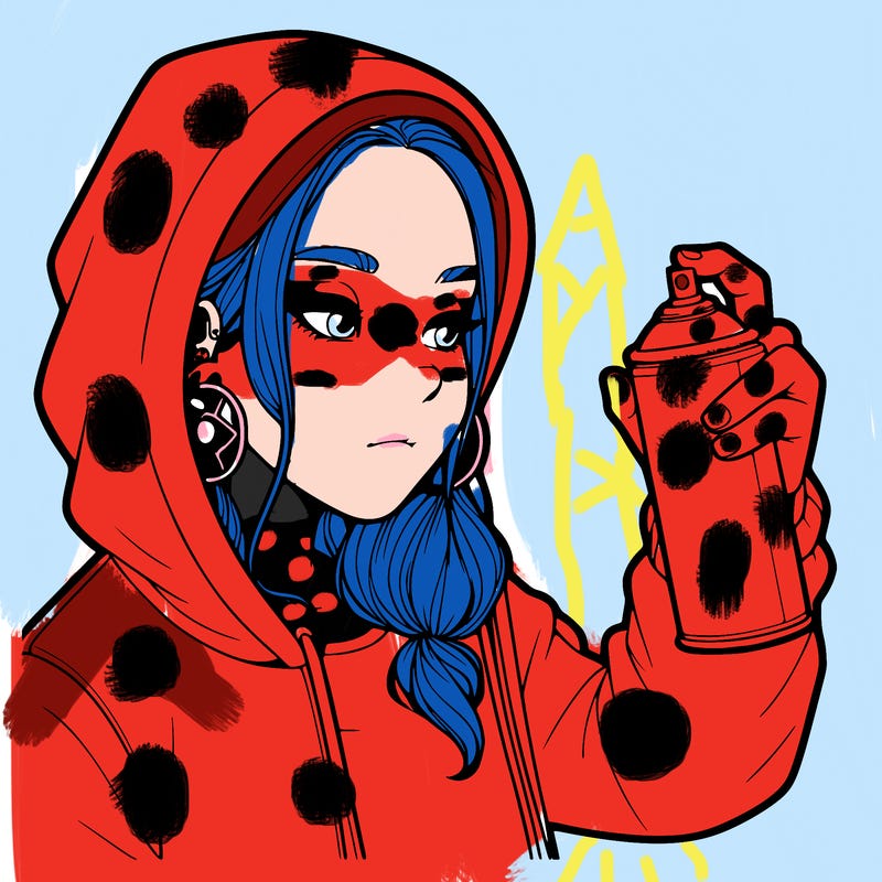 a realistic girl, spray painting