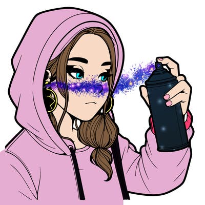 a realistic girl, spray painting