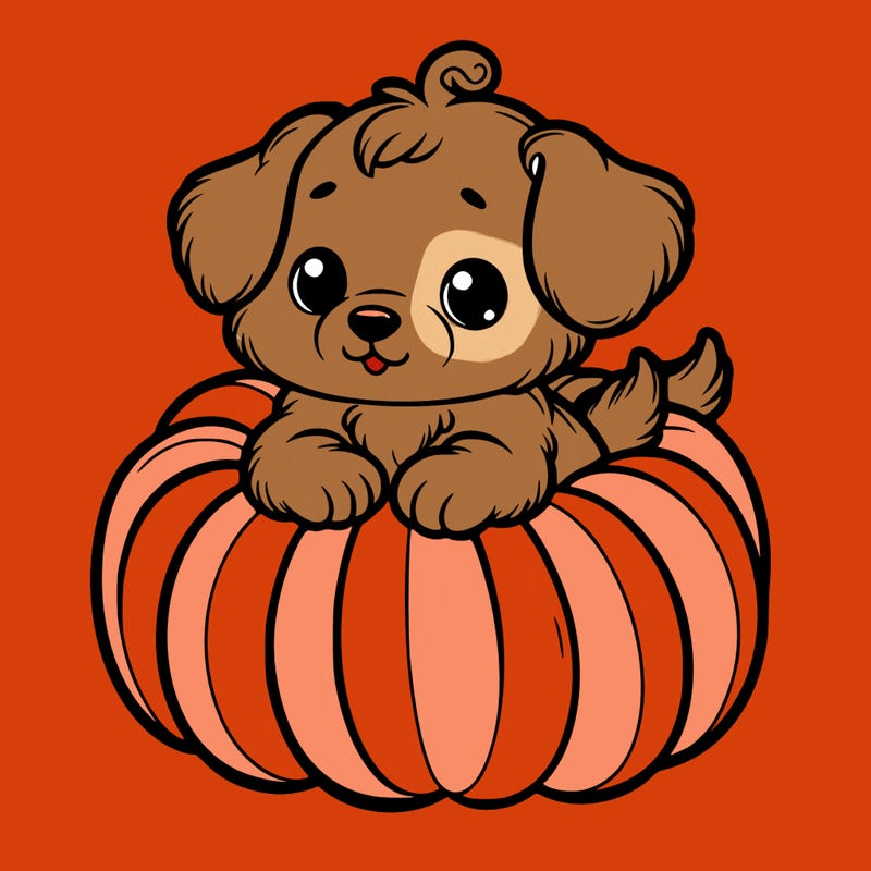 cute little puppy in a pumpkin