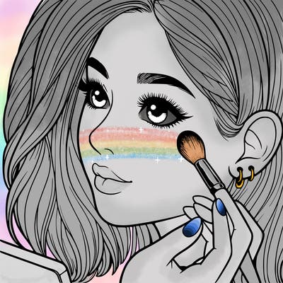 a realistic girl doing her makeup