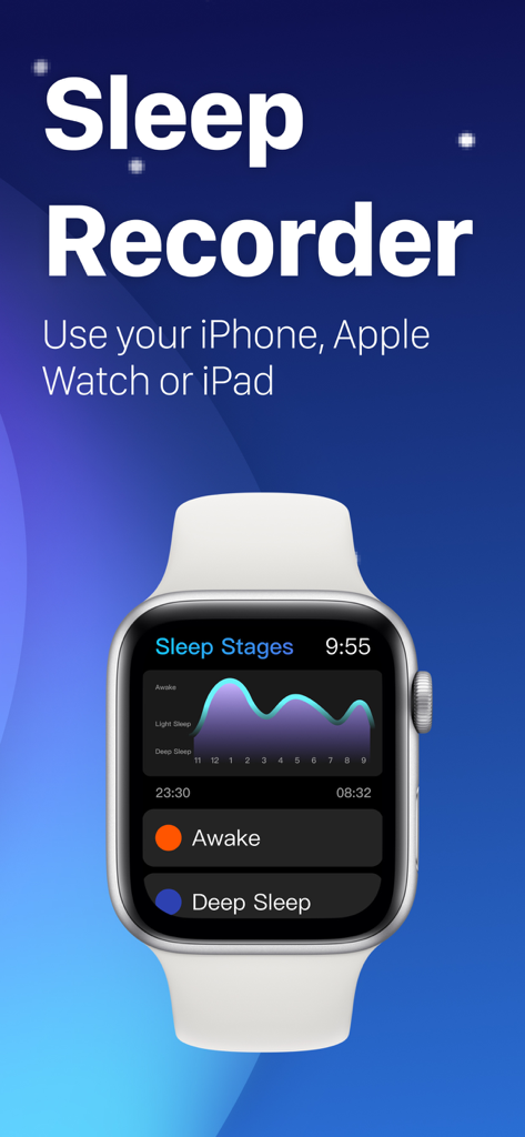 Sleep Tracker: Sleep Recorder - La aplicación Sleep Recorder muestra el gráfico de etapas del sueño en el Apple Watch