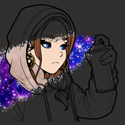 a realistic girl, spray painting