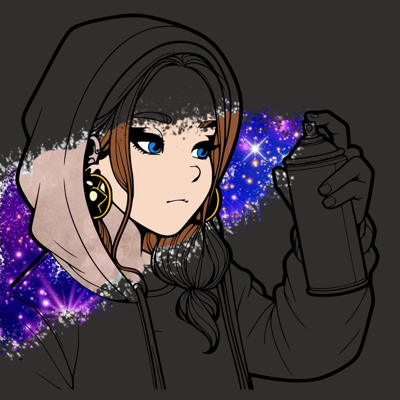 a realistic girl, spray painting