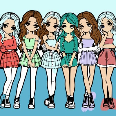 a group of girls realistic