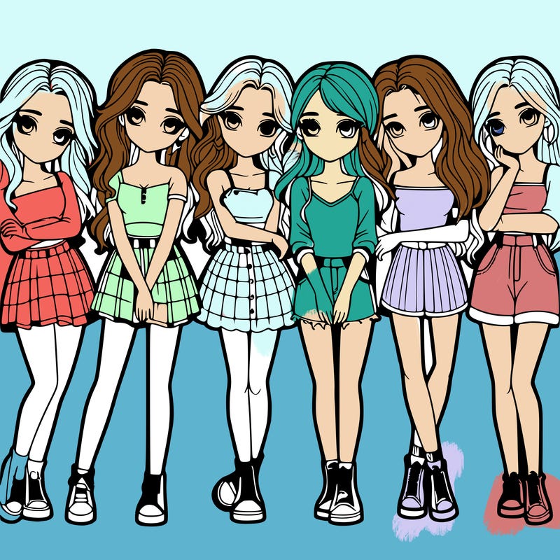 a group of girls realistic