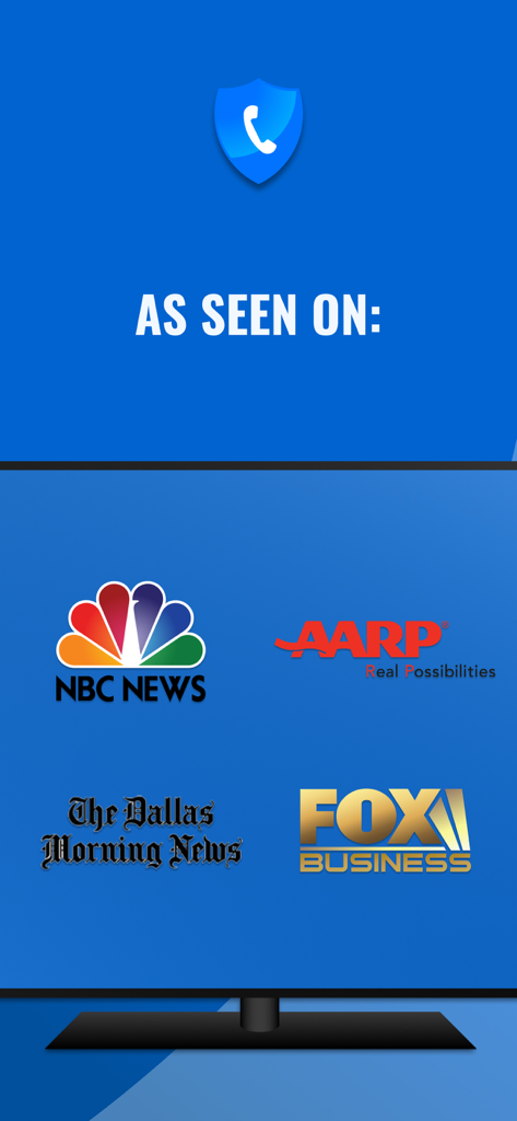Como visto na NBC News AARP The Dallas Morning News e FOX Business logotipos exibidos em um fundo azul