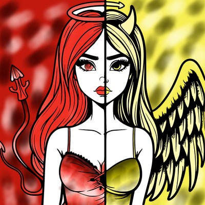 devil vs angel realistic girl