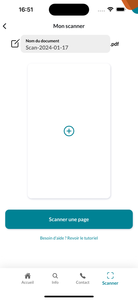 Document scanner interface within the Mon compte retraite app