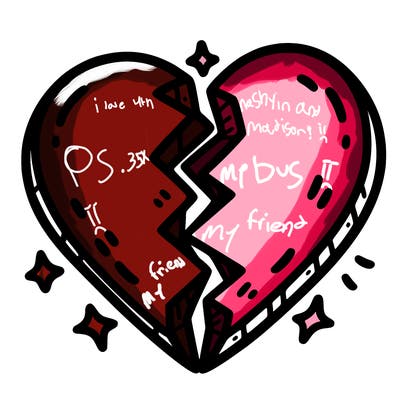 split in half heart