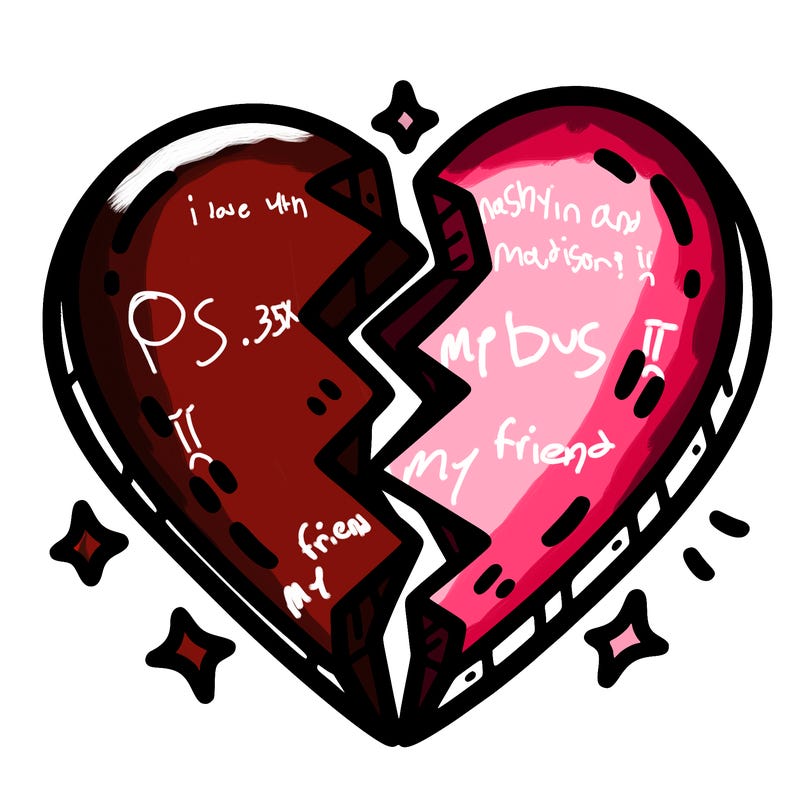 split in half heart
