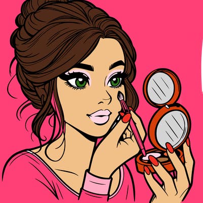 a realistic girl doing her makeup