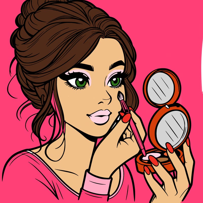 a realistic girl doing her makeup