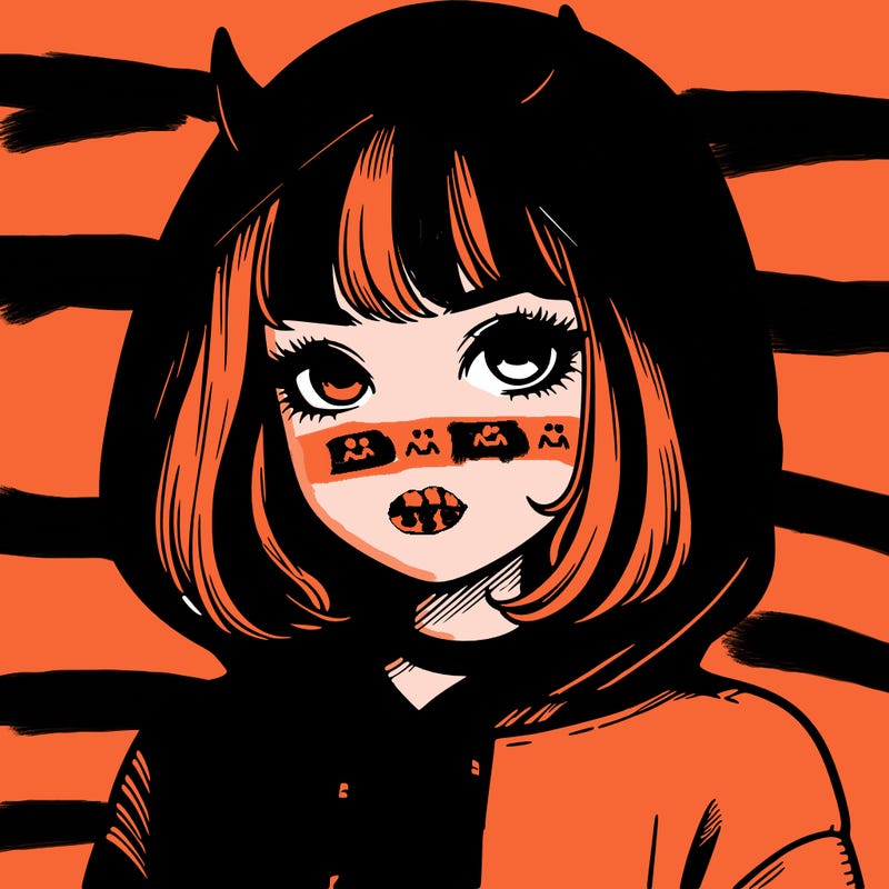 realistic girl with devil hoodie