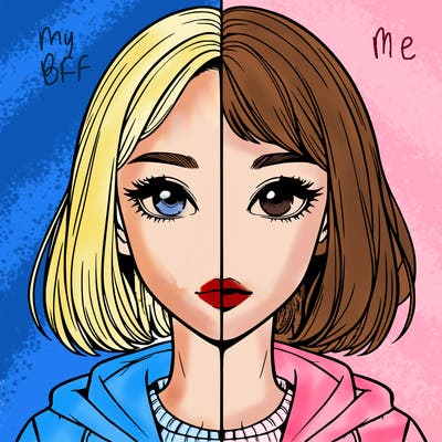 split realistic girl