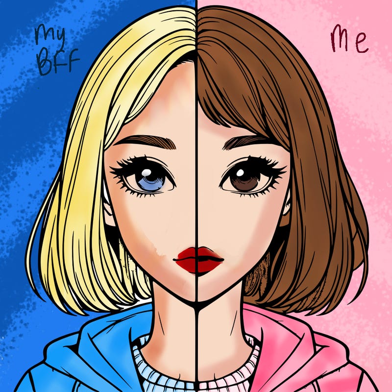 split realistic girl