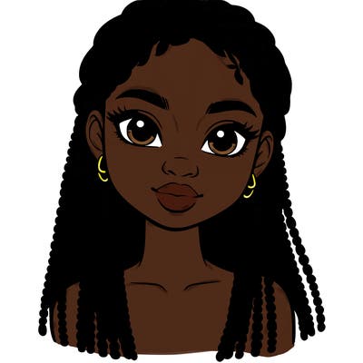 a realistic black girl with braids