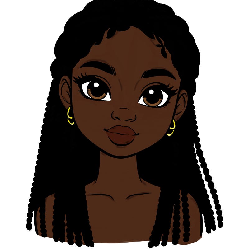a realistic black girl with braids