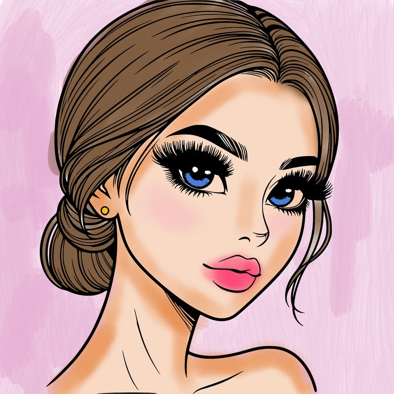 realistic girl with lashes