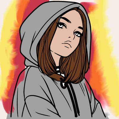 a realistic girl in a hoodie