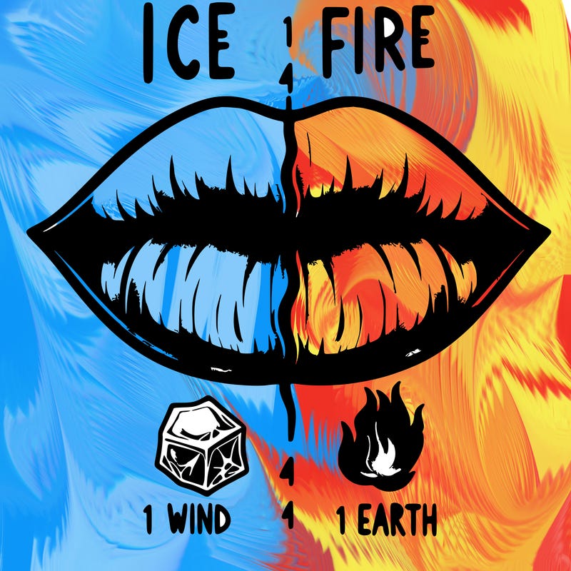 realistic lip split in fourth . 1 fourth ice 1 fire 1wind 1 earth