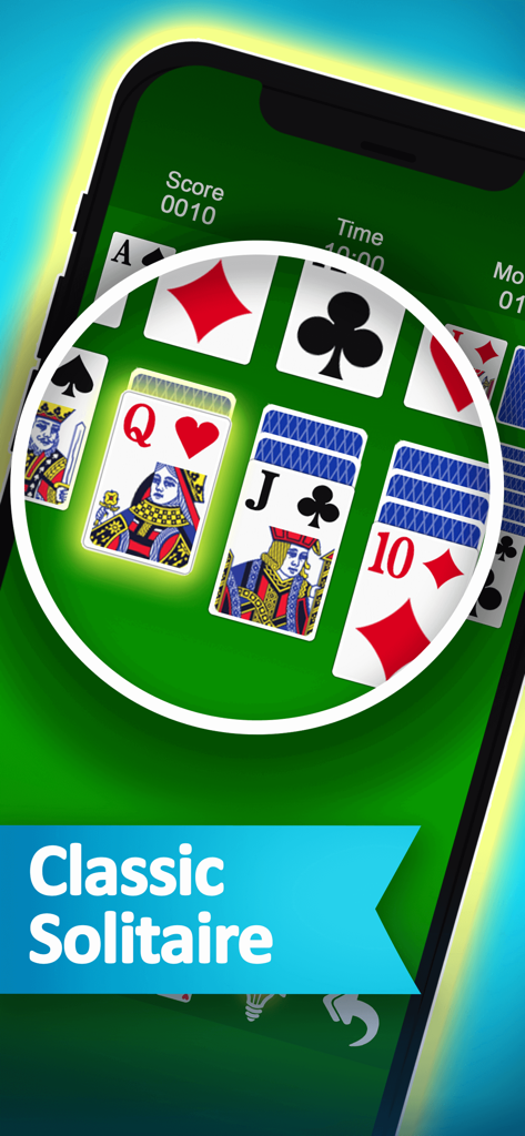 Gameplay of classic Solitaire Patience card game on a mobile device
