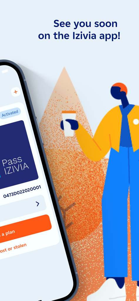 Smartphone screen showing the IZIVIA digital charging pass and subscription options